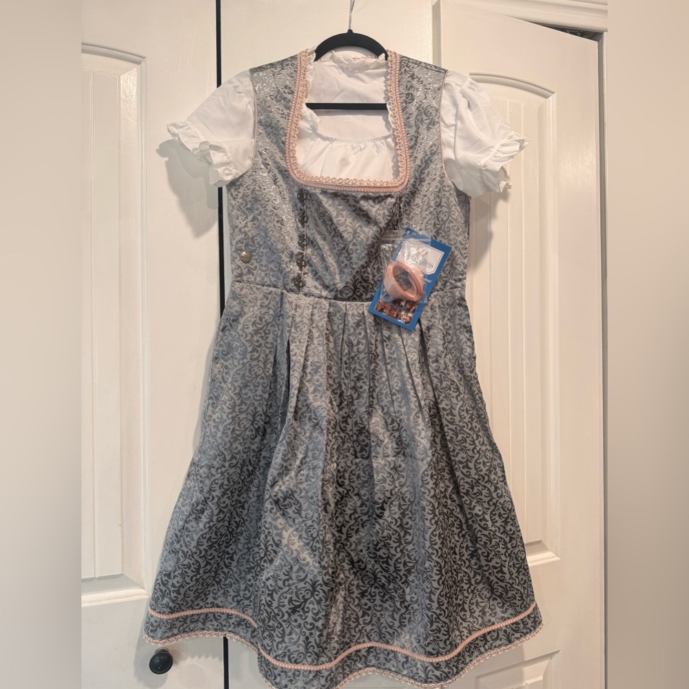 Elegant Silver Rose German Dirndl Dress